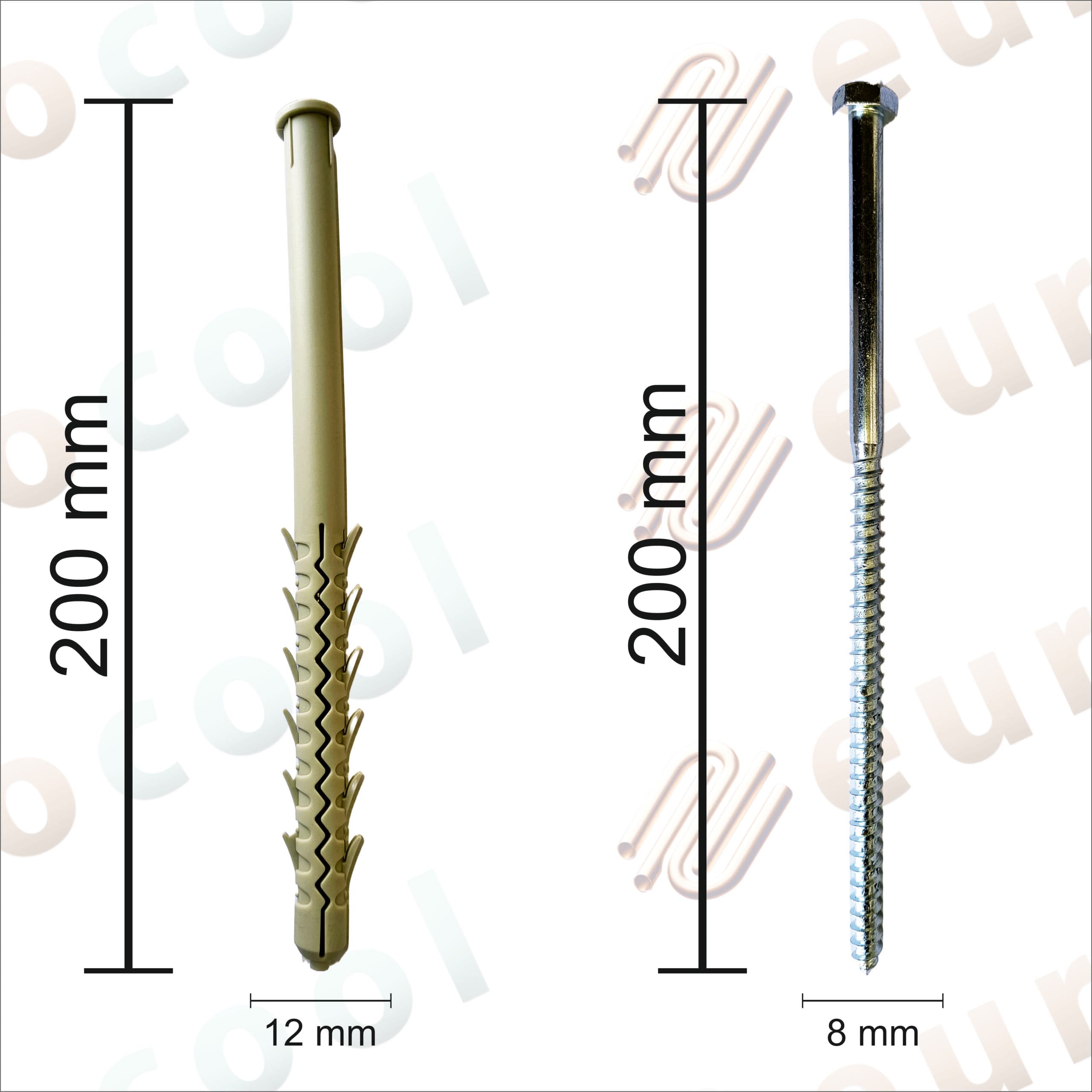 Cutie dibluri cu surub cap hexagonal 12x200mm, 50 bucati 3