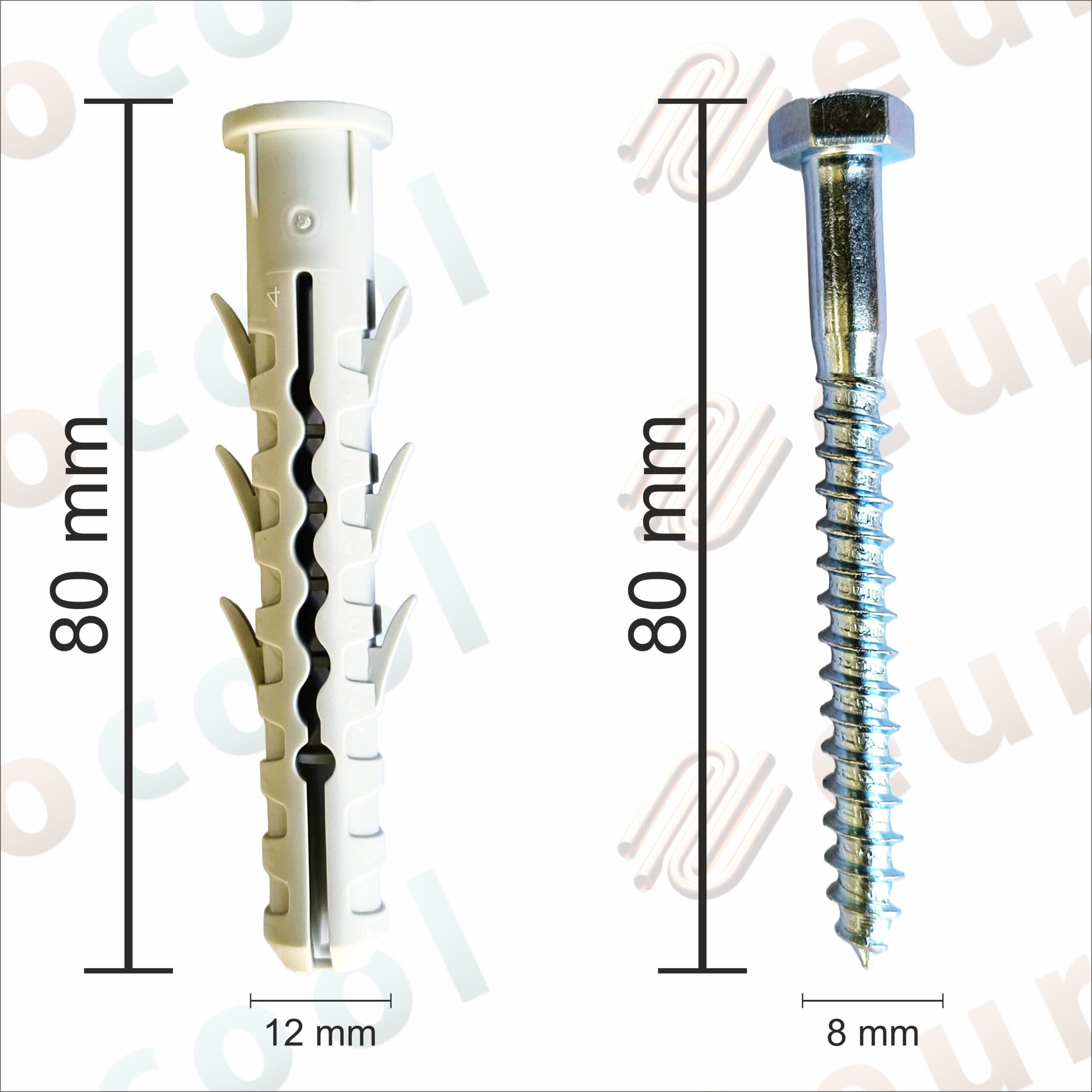 Cutie dibluri cu surub cap hexagonal 12x80mm, 50 bucati 3