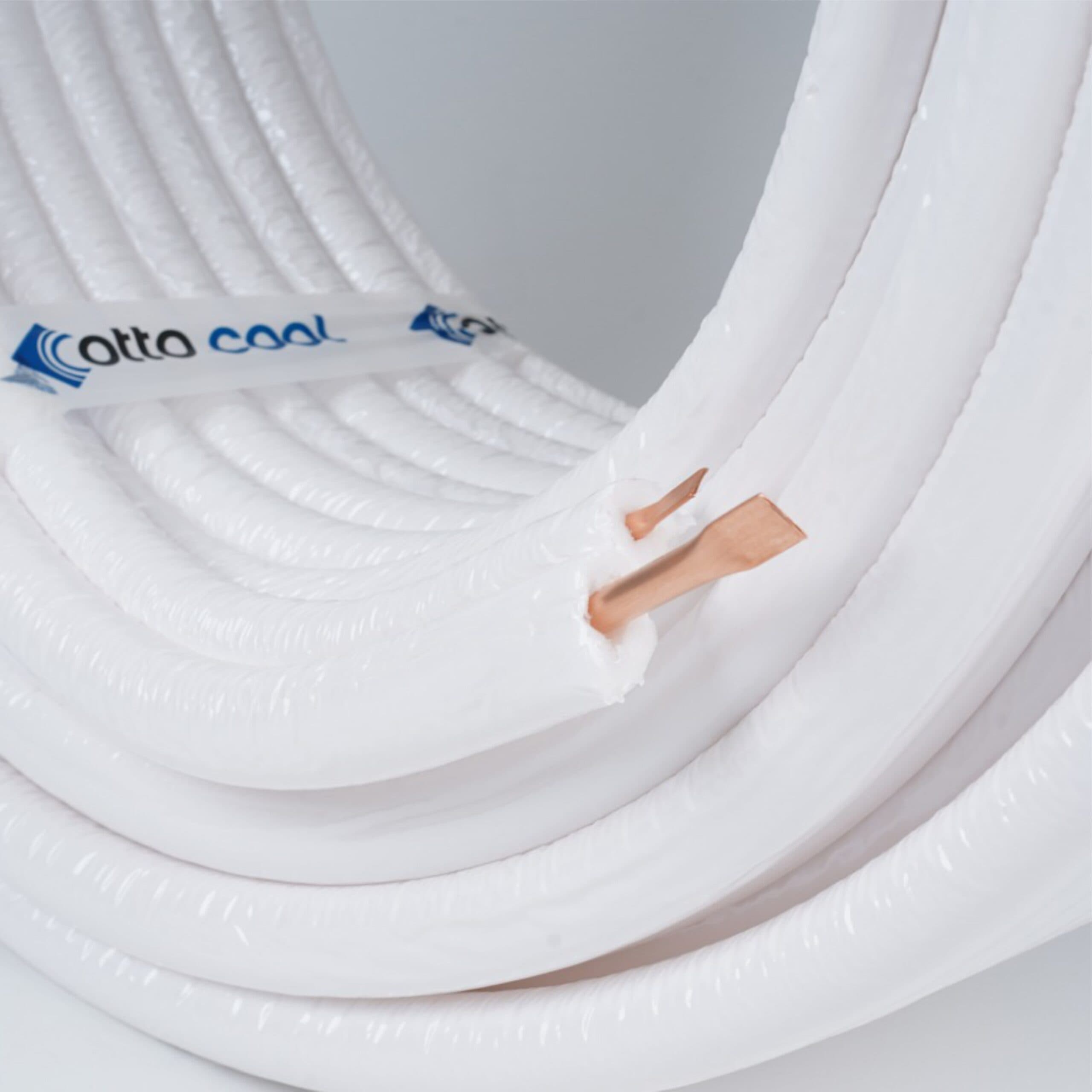 Teava cupru izolata TWIN 1/4" ( 6.35 mm ) + 3/8" ( 9.52 mm ), Grosime perete 0.70 mm, izolație 6 mm - Rola 50m 2