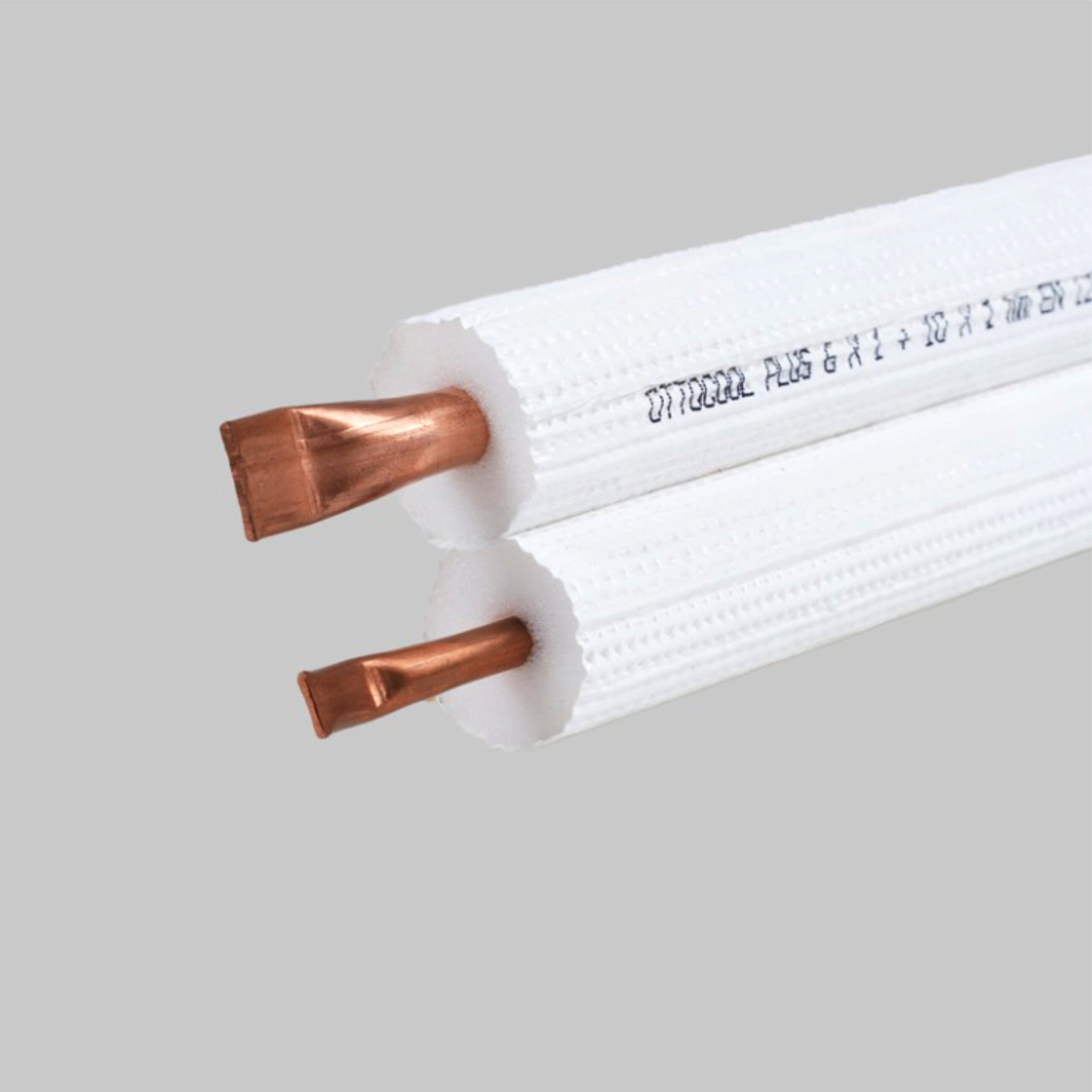 Teava cupru izolata TWIN 1/4" ( 6.35 mm ) + 3/8" ( 9.52 mm ), Grosime perete 0.70 mm, izolație 6 mm - Rola 50m